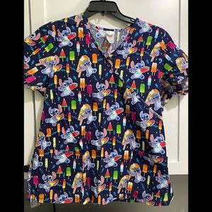 Women’s scrub top with Stitch character